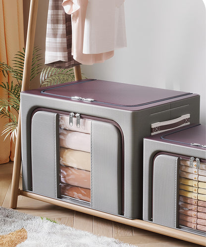 closet organizers and storage，Foldable Oxford cloth steel frame box，transparent window and handle, waterproof, can accommodate large capacity clothes
