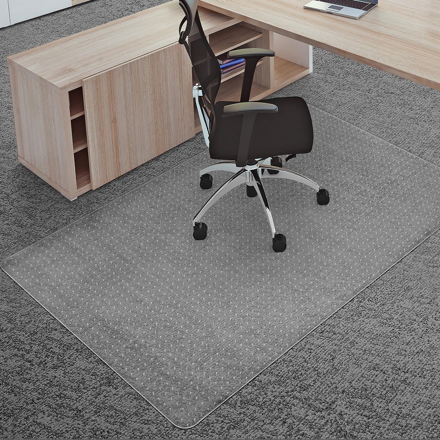 BesWin Office Chair Mat for Carpet, 120 x 150 cm Transparent Plastic Carpet Protector for Low Pile Carpets