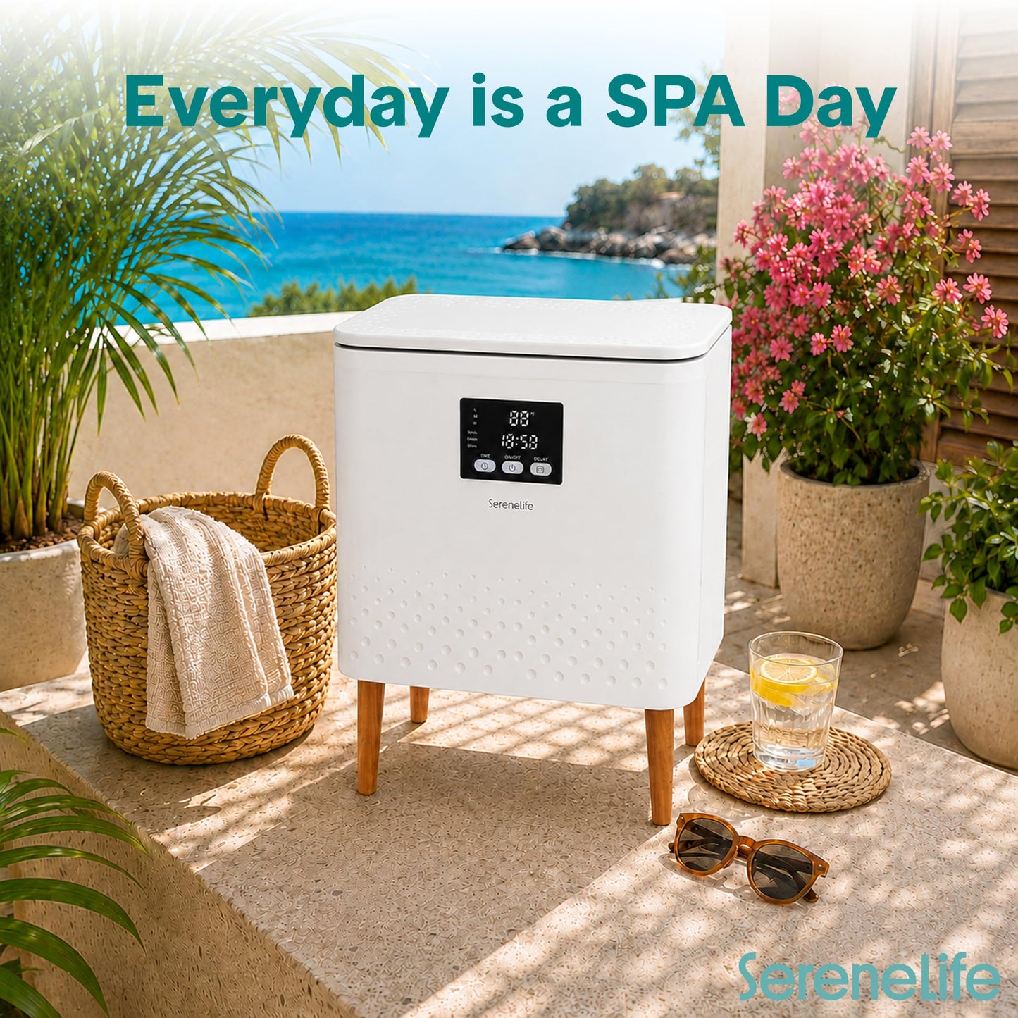 SereneLife Towel Warmer Bucket 20L – Rectangular Hot Towel Heater for Bathroom, Large Capacity Blanket Warmer with Adjustable Temperature