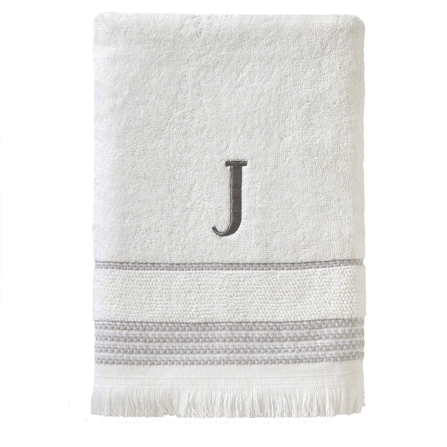 SKL Home Bath Towel, J, Cotton, White, 28x54