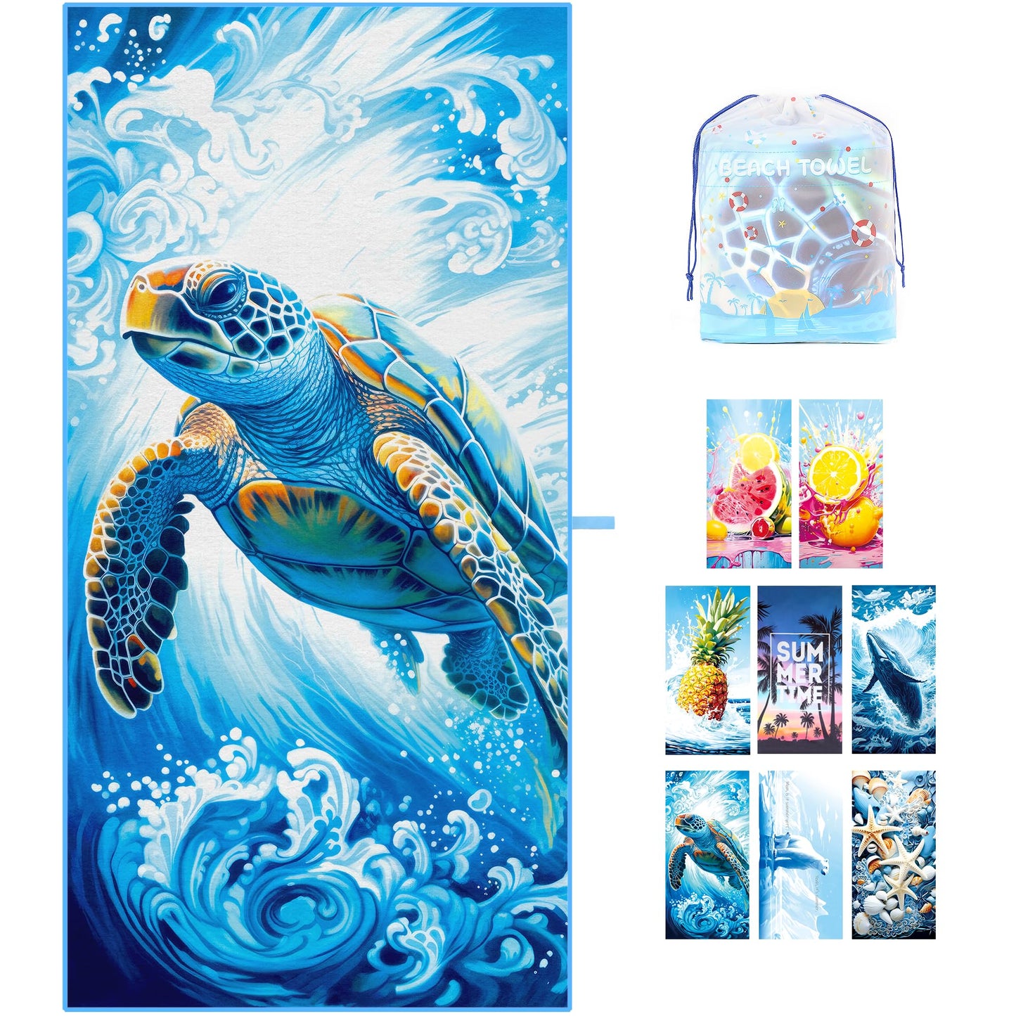 ZIOSINM Beach Towel Microfiber Beach Towel for Adult, 180 * 90cm Extra Large Beach Towel for Swimming, Beach, Travel, Sand Free, Quick Dry