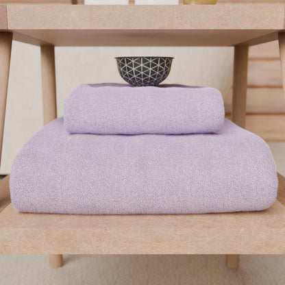 PETTI Artigiani Italiani - 100% Cotton Terry Bath Towels, 1+1 Towel Set, 2 Pieces 1 Face Towel and 1 Hand Towel, Lilac Towels