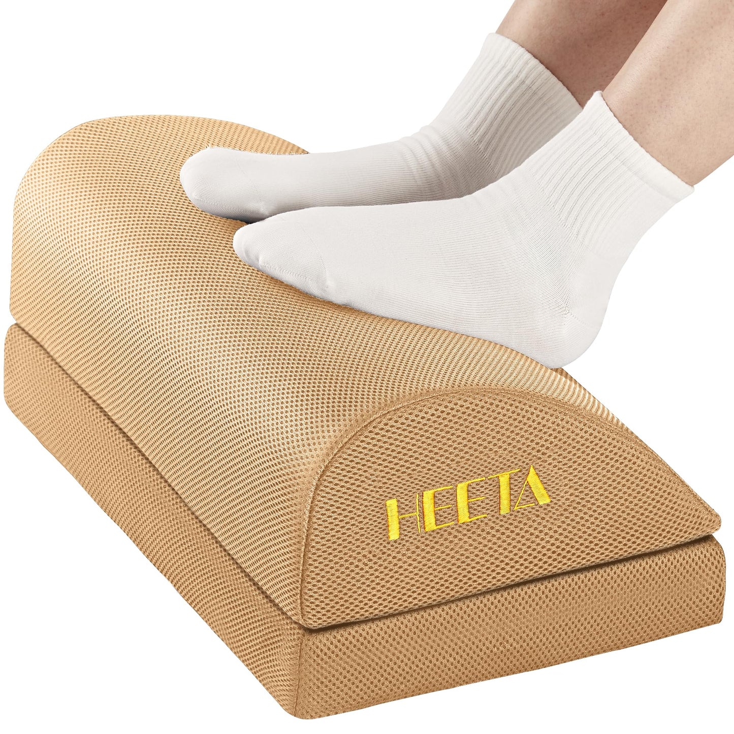 HEETA Foot Rest Under Desk, Ergonomic Desk Foot Rest Adjustable 2 Optional Height Footrest Foam Non-Slip Foot Stool for Home, Office & Gaming (Brown)