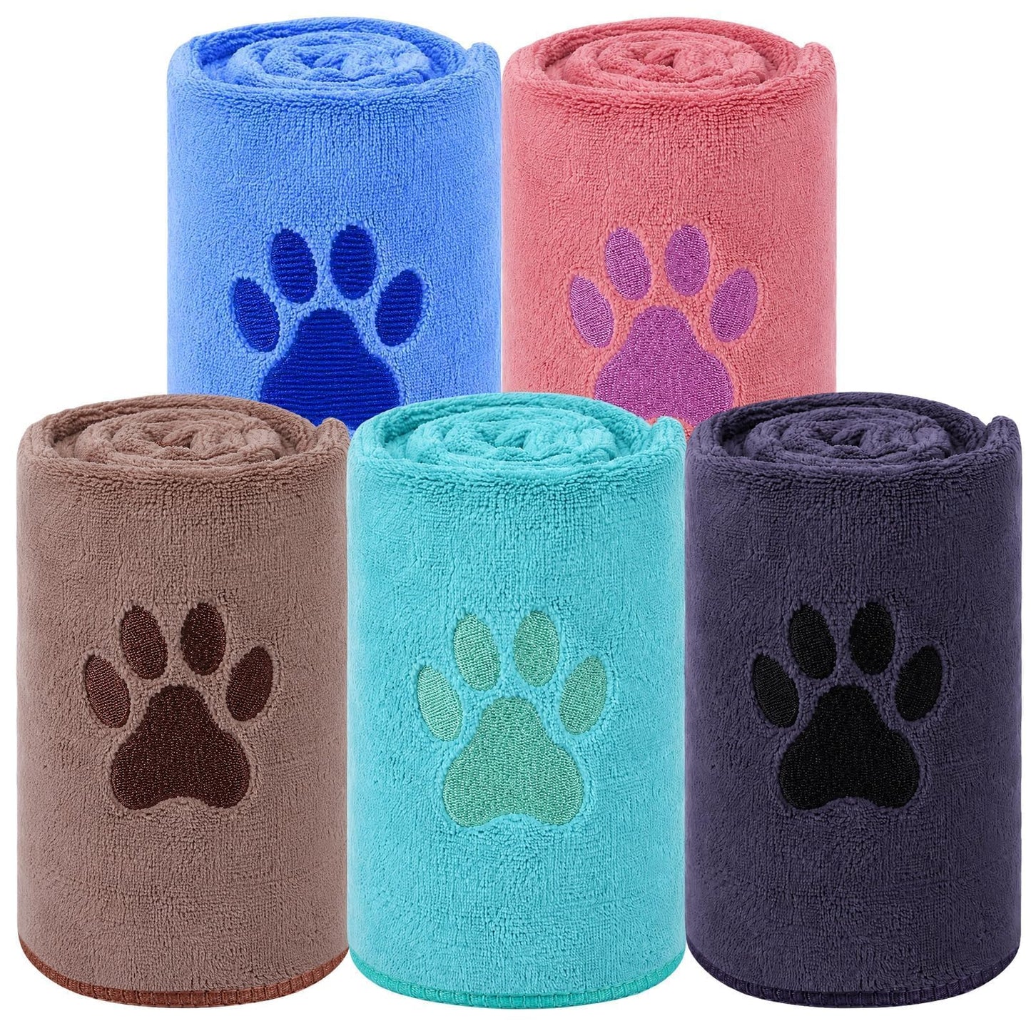 5 Pack Dog Towels for Drying Dogs, 35 x 75 cm Microfiber Towels