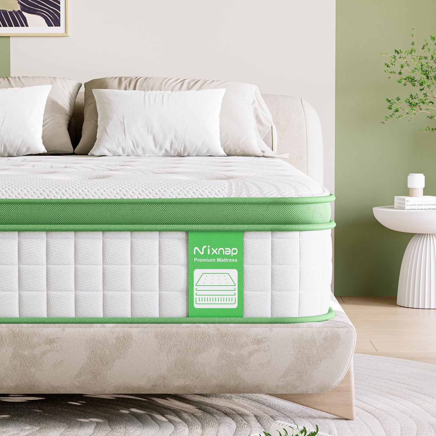 NIXNAP King Mattress 5FT, 10 Inch Hybrid, 9-Zone Ergonomic Support