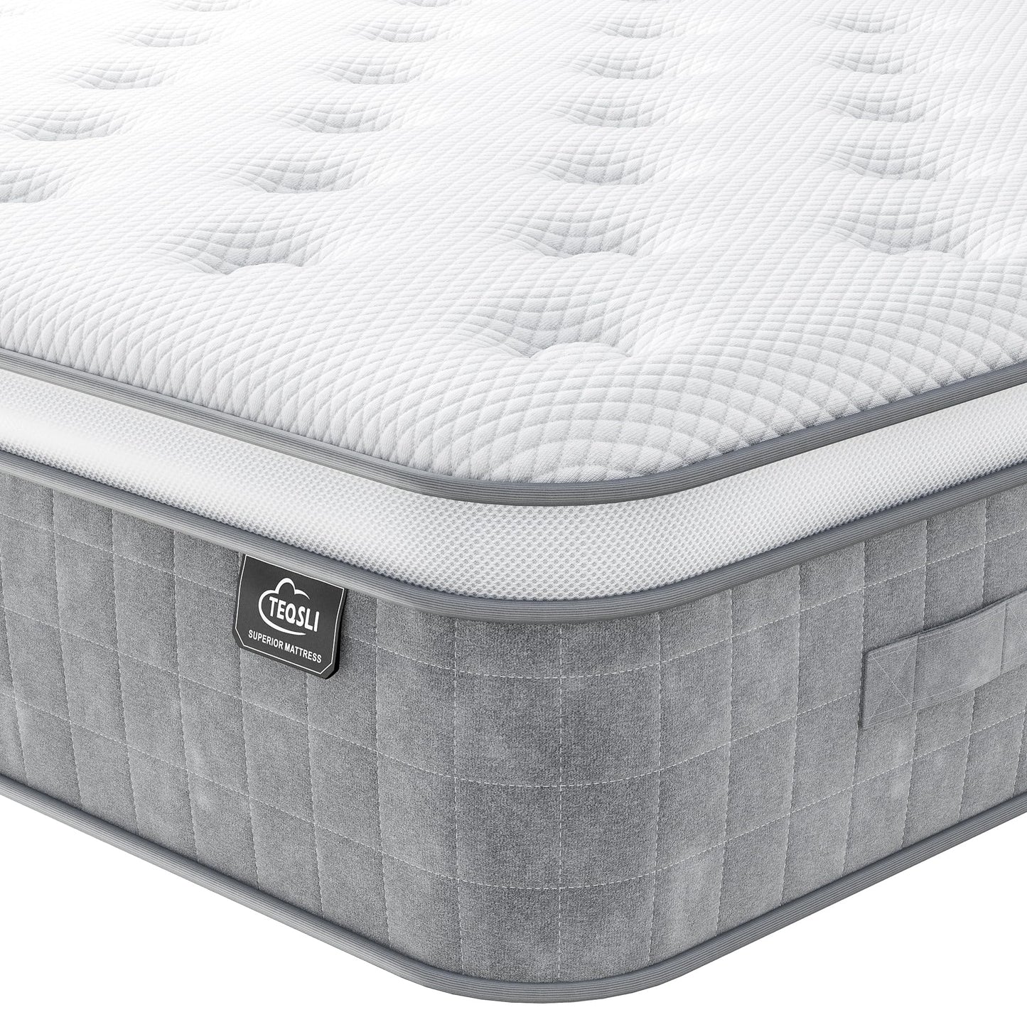 TeQsli 10 Inch 7-Zone King Mattress, 5FT Memory Foam & Pocket Sprung Hybrid King Mattress for Pressure & Back Pain Relief – Medium Firm