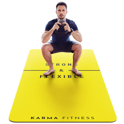 Large Exercise Mat  Extra Wide & Extra Thick Yoga Mat (183cm x 80cm x 10mm), TPE Fitness Mat with Free Carry Straps, Perfect for HiiT Home Workouts &