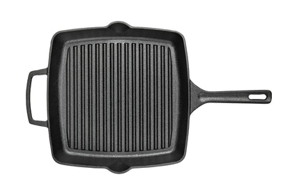Prestige x Nadiya Cast Iron Griddle Pan - Pre Seasoned Square Cast Iron Pan 25cm, Induction suitable, BBQ & Oven Safe, Toxin Free Cast Iron Skillet