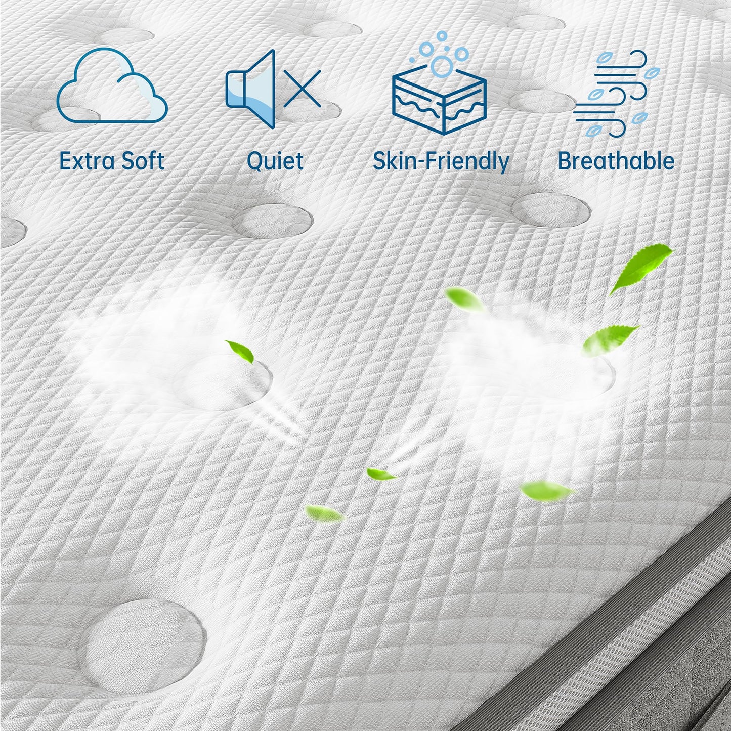 TeQsli 10 Inch 7-Zone Double Mattress, 4FT6 Memory Foam & Pocket Sprung Hybrid Double Mattress for Pressure & Back Pain Relief – Medium Firm