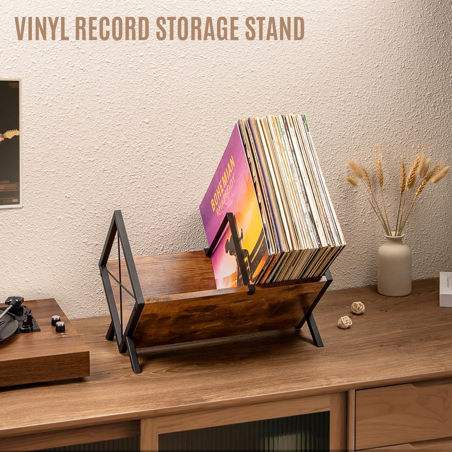 PUERSI Vinyl Record Storage Rack, 1 Tier 80 LP Record Storage Holder