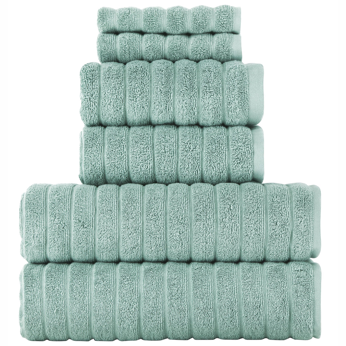BERIBO Cloud Turkish Towels 100% Cotton - Set of 6-620gsm Sea Foam