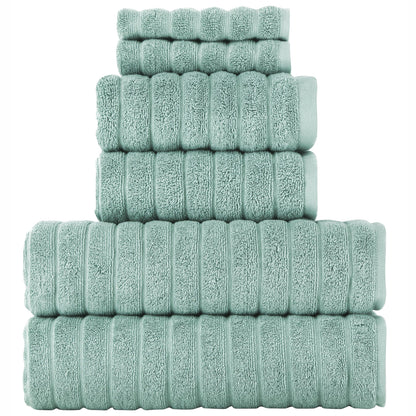 BERIBO Cloud Turkish Towels 100% Cotton - Set of 6-620gsm Sea Foam