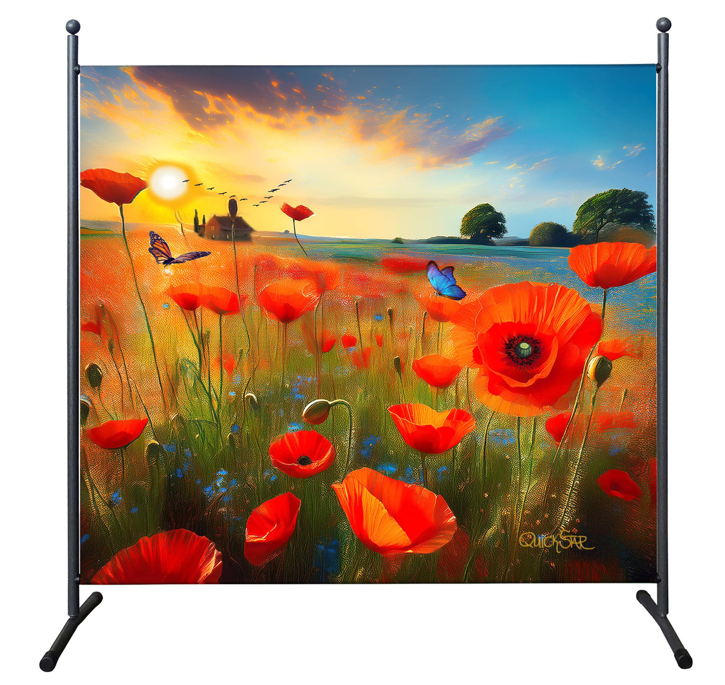 Poppy Meadow Room Divider Screen 180 x 180 cm Balcony Garden Privacy Screen
