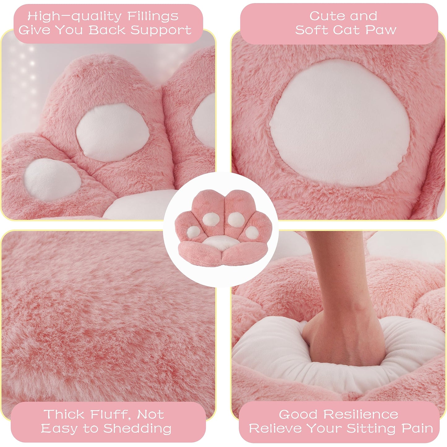 FlyGulls Cat Paw Cushion for Computer Gaming Office Chairs Pink 70x80 cm
