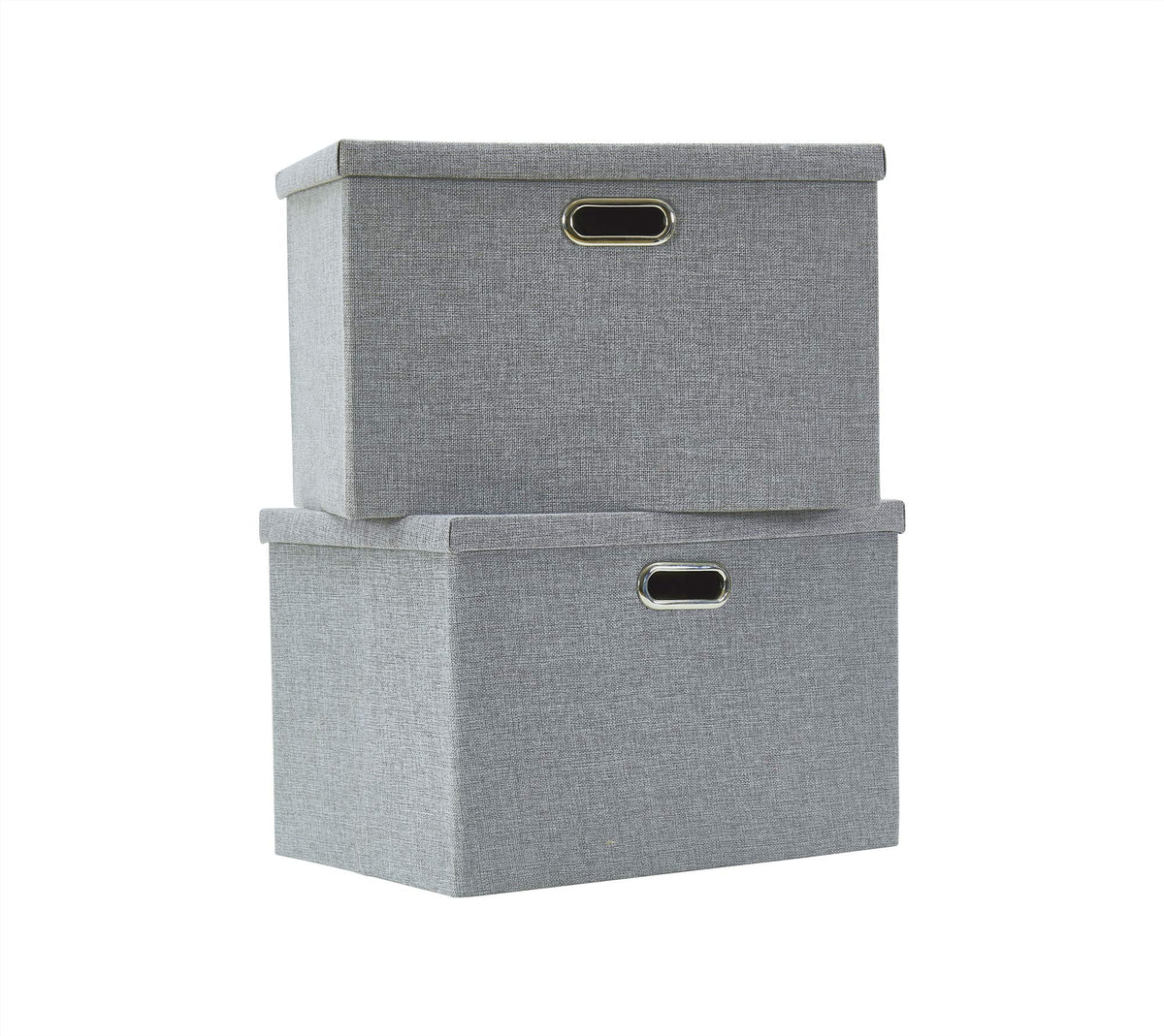 AlphaHome Large Storage Boxes with Lids 2 Pack, Foldable Linen Fabric Storage Baskets for Organising Clothes and ToysGlaucous Grey, 39x27x25cm