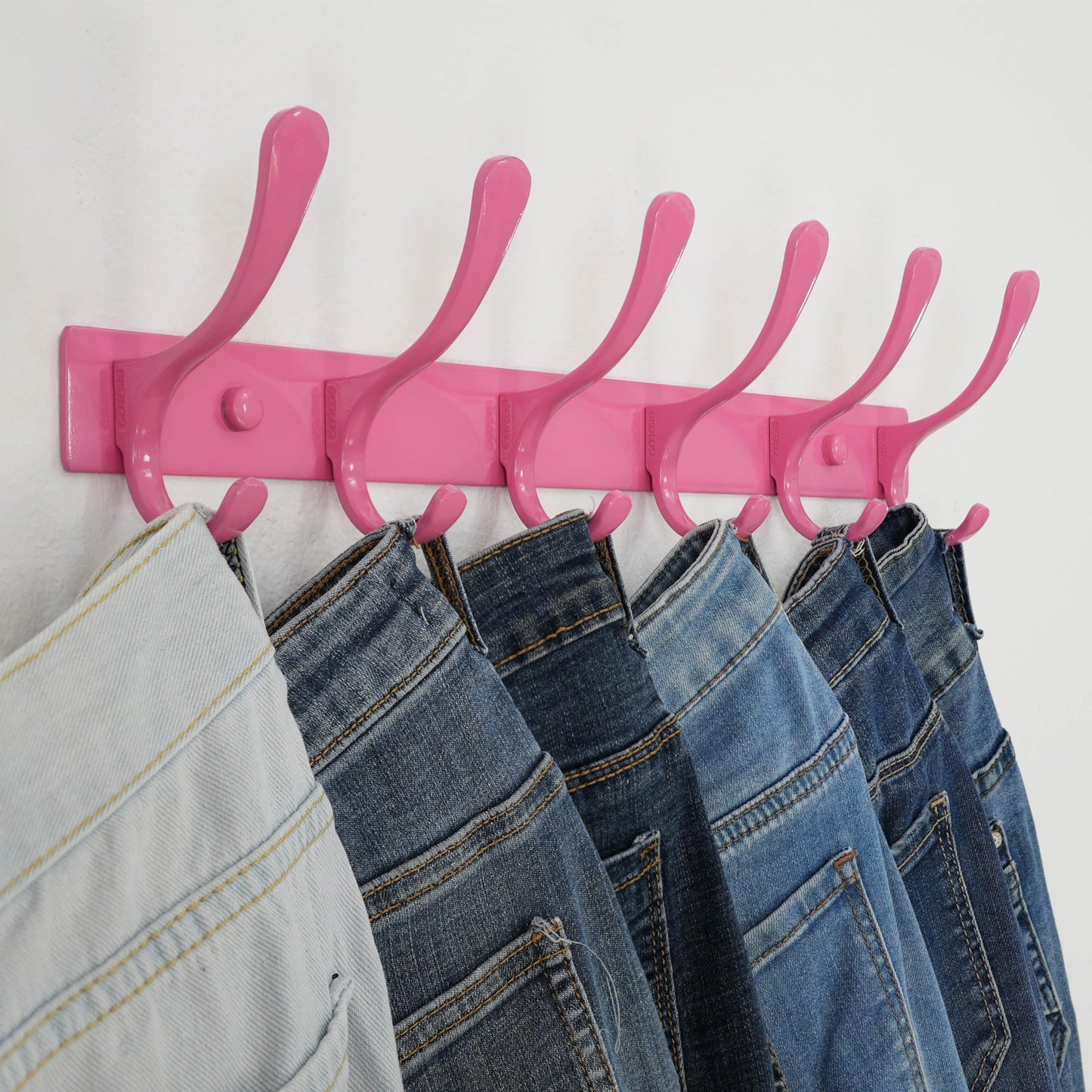 SKOLOO Coat Rack Wall Mounted - 6 Hooks, Pack of 2, Heavy Duty, Stainless Steel, Metal Wall Coat Hanger, Sturdy Wall Hooks for Hanging Coat, Jacket