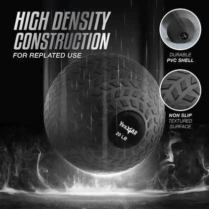 Yes4All 1YHQ 9kg Slam Ball for Strength and Crossfit Workout ? Slam Medicine Ball (9kg, Black)