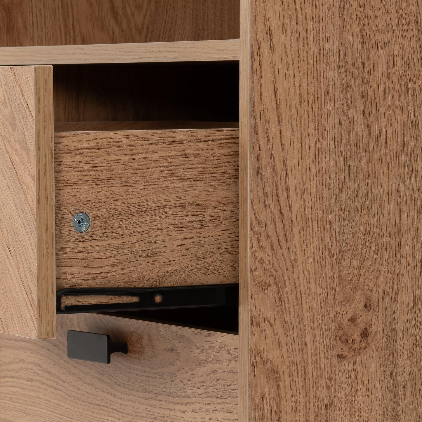 Seconique Leon 2 Drawer 2 Shelf Cabinet in Medium Oak Effect