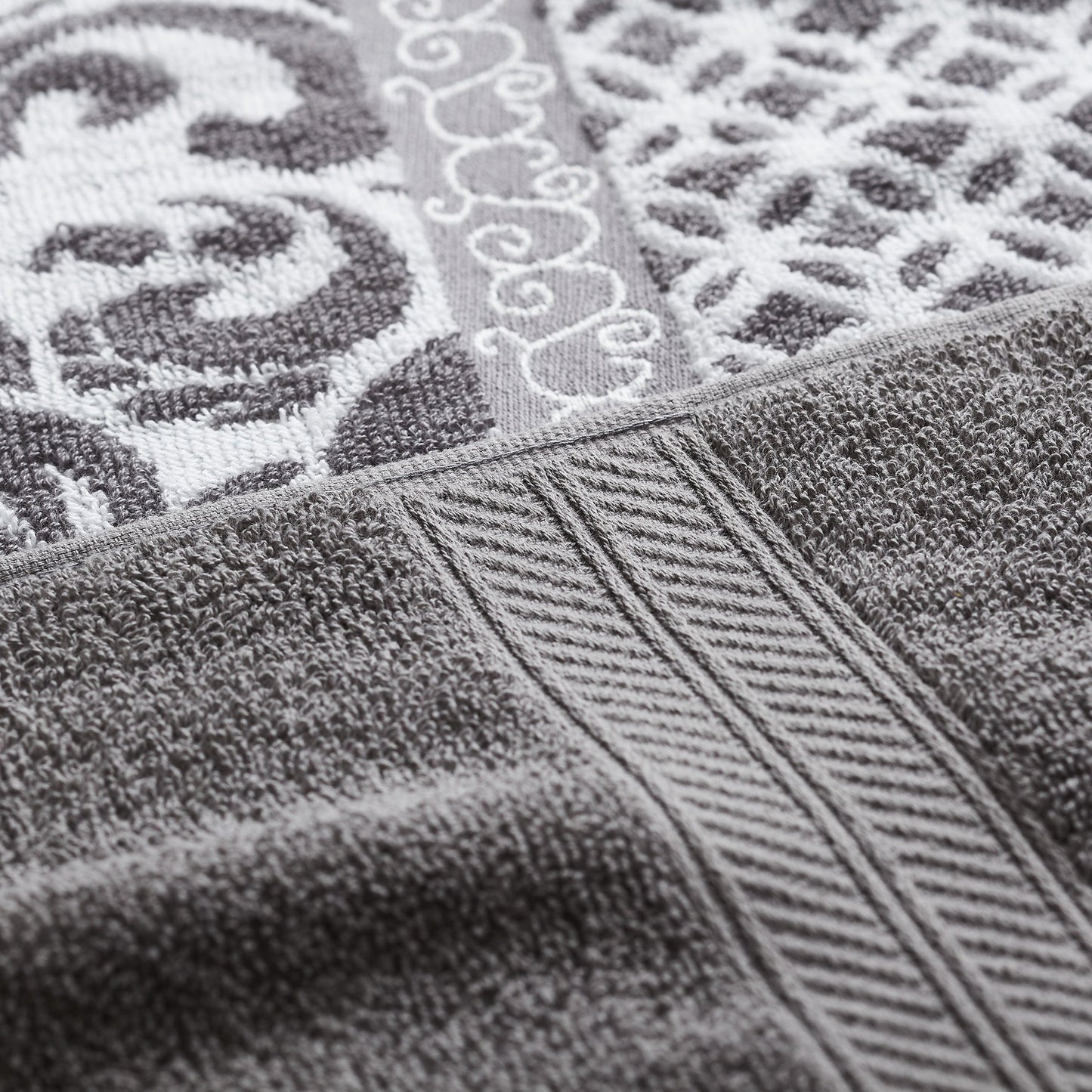 Modern Threads Trefoil Filigree 6-Piece Reversible Yarn Dyed Jacquard Towel Set - Bath Towels, Hand Towels, & Washcloths - Super Absorbent & Quick Dry