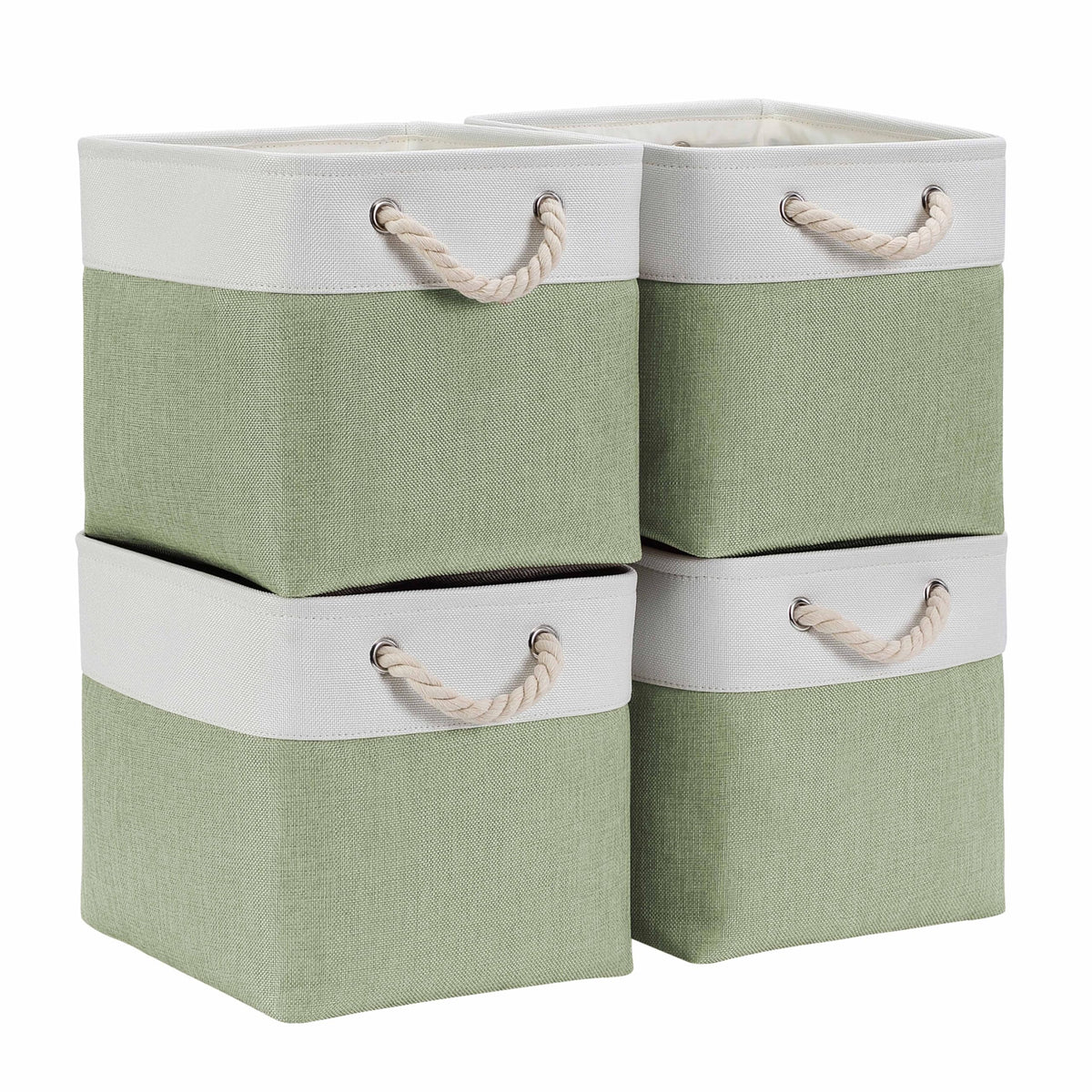 Mangata 33x33x33cm Cube Storage Boxes 4Pcs Green White Foldable Baskets