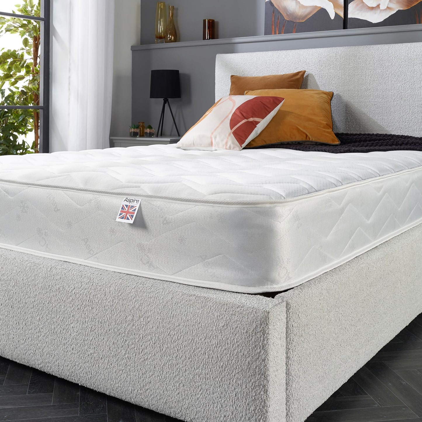 Aspire Beds Cirrus White 3 Sleep Comfort Layers & AC Aspire-Cool Touch Sleep Surface Hybrid Bonnell 500 Sprung & Memory Foam Premium Economy Mattress