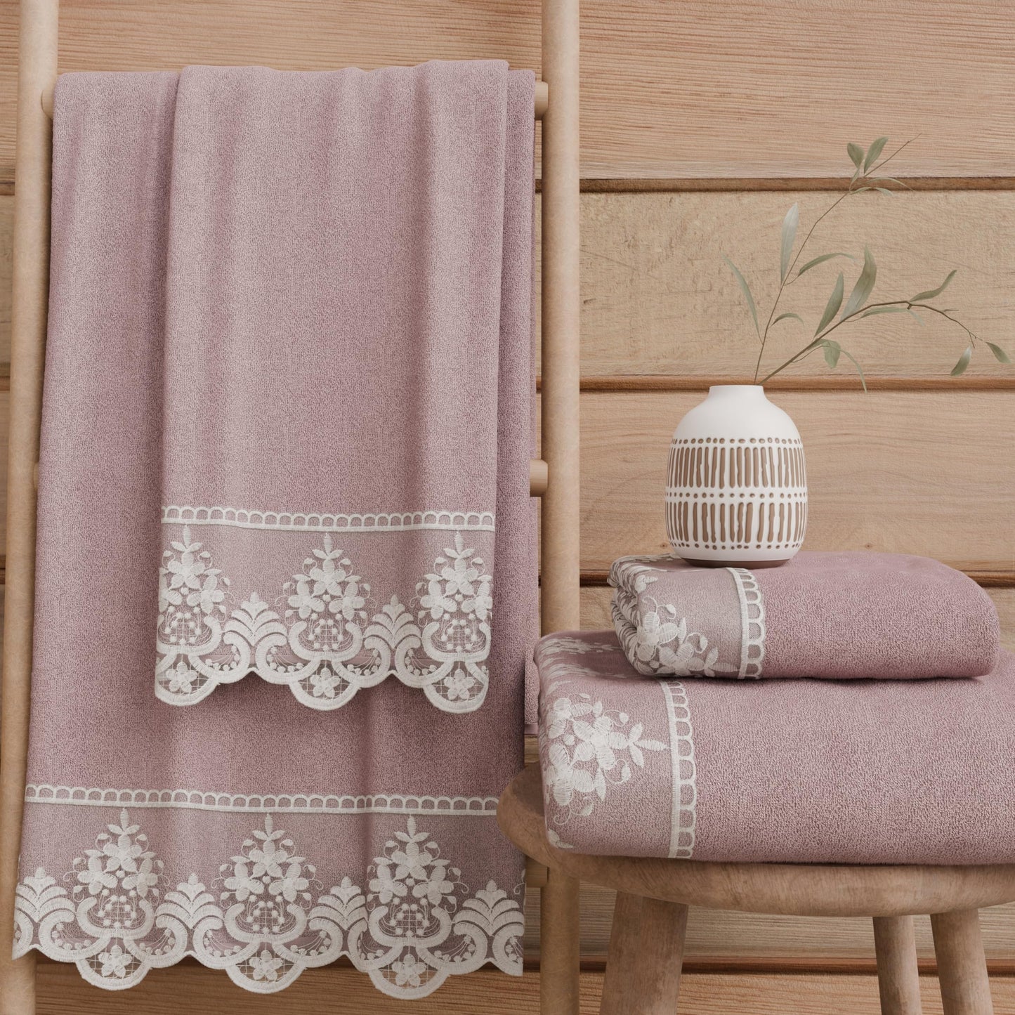 PETTI Artigiani Italiani - 100% Cotton Terry Bath Towels, 1+1 Towel Set, 2 Pieces 1 Face Towel and 1 Hand Towel, Onion