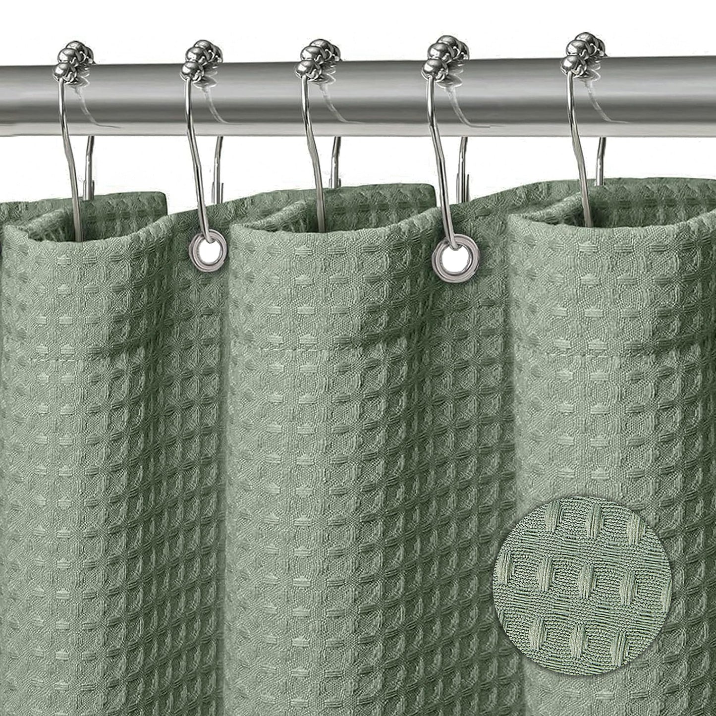 KAIMEIYU Shower Curtain Polyester Bath Curtains Heavy Duty with 12 Metal Hooks Bathroom Curtain Washable Waterproof for Bathtub and Bathroom 180 x