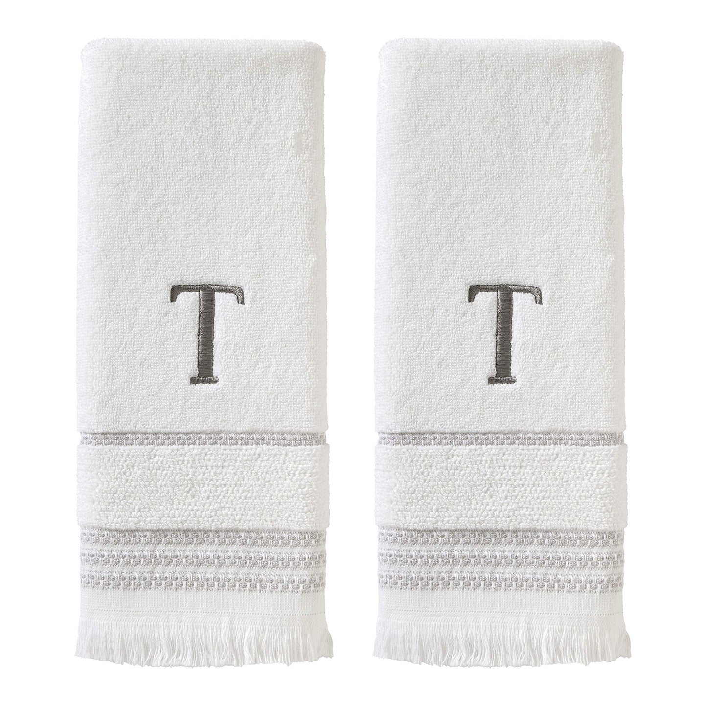 SKL Home Hand Towel Set, T, Cotton, White, 16x26