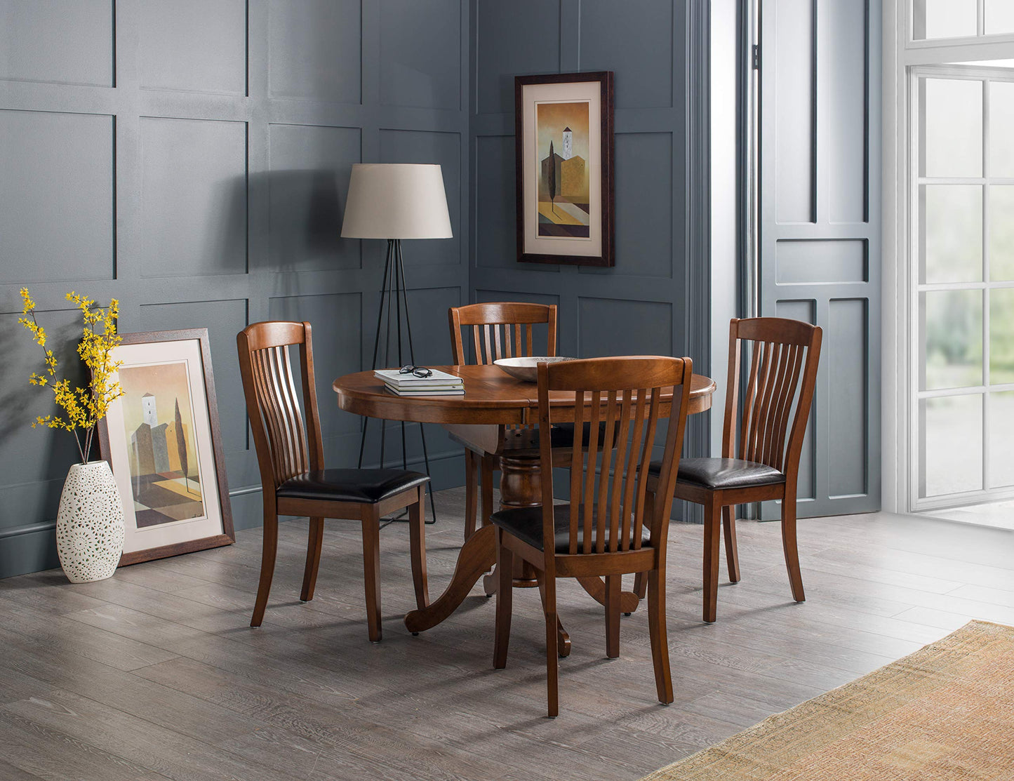 Julian Bowen Canterbury Extending Table, Mahogany - H77xW120xD90cm