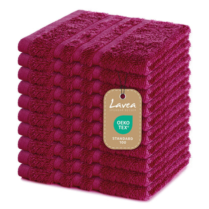 Lavea Elena Terry Towel Set of 10 Flannel 30 x 30 cm Bordeaux