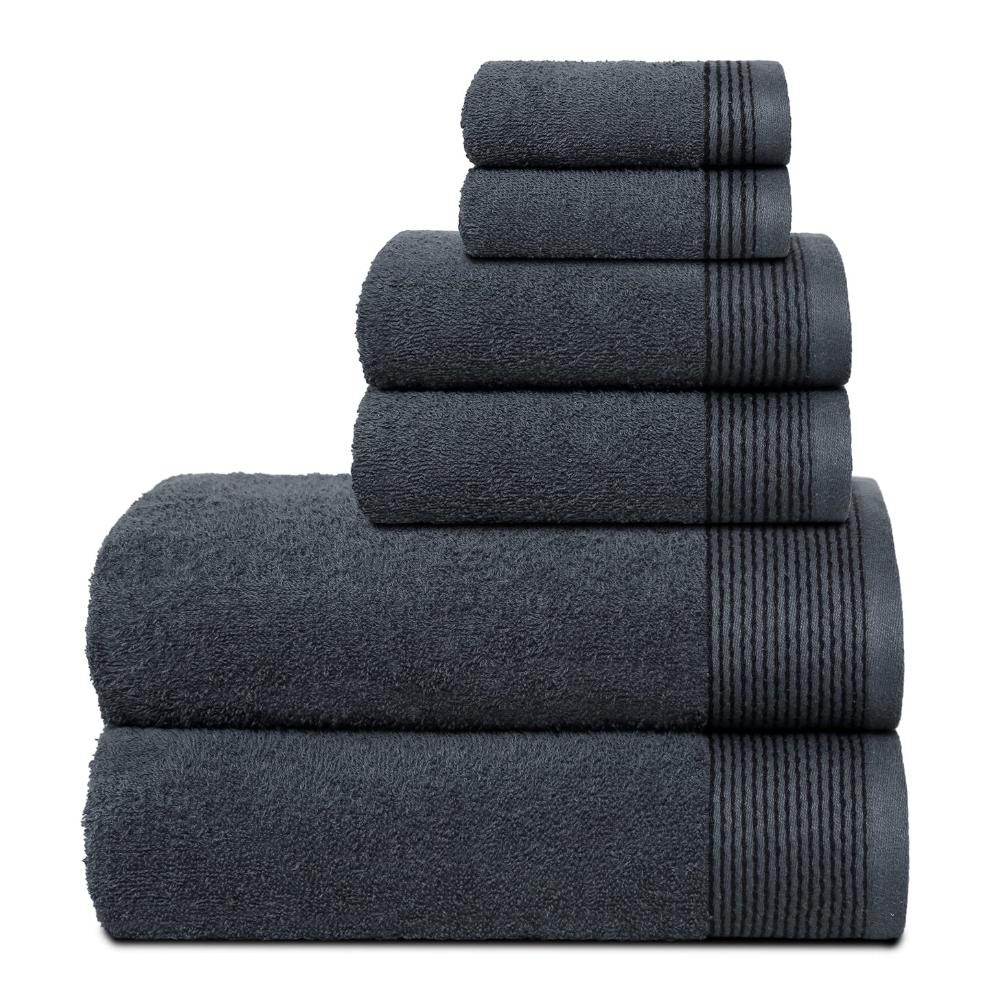 BELIZZI HOME 100% Cotton Ultra Soft 6 Pack Towel Set, Contains 2 Bath Towels 28x55 inchs, 2 Hand Towels 16x24 inchs & 2 Washcloths 12x12 inchs
