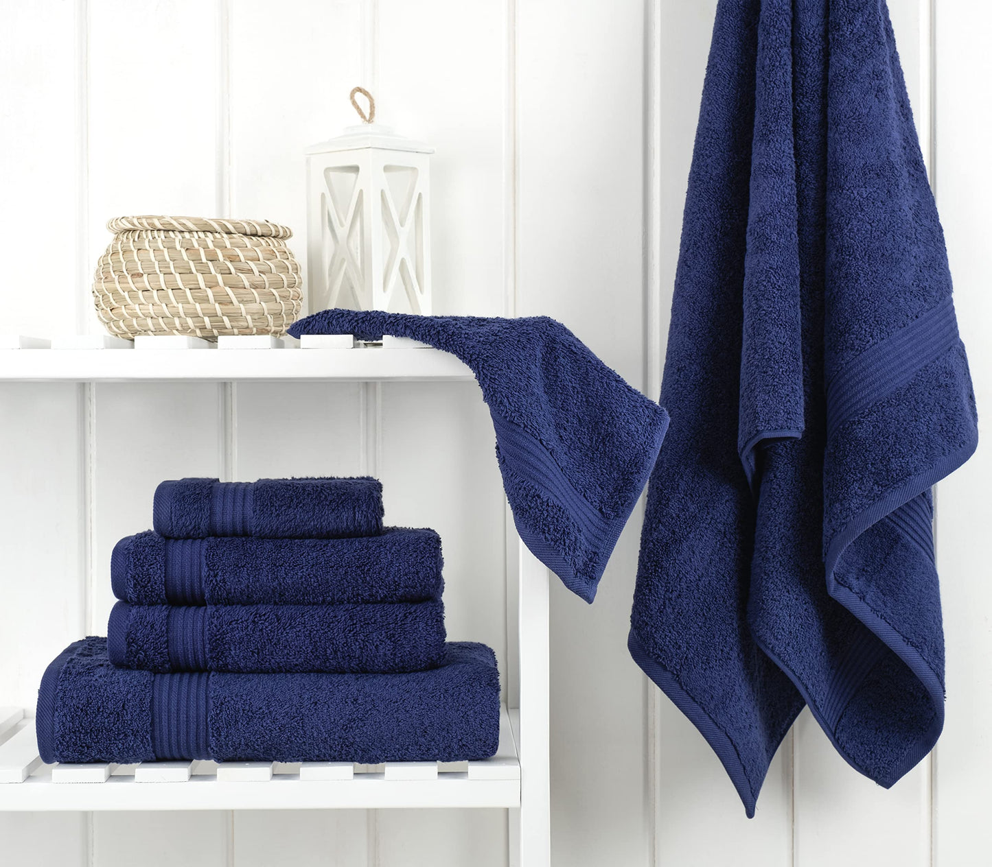 Cotton Paradise 6 Piece Towel Set, 100% Turkish Cotton Soft Absorbent Towels for Bathroom, 2 Bath Towels 2 Hand Towels 2 Washcloths, Navy Blue