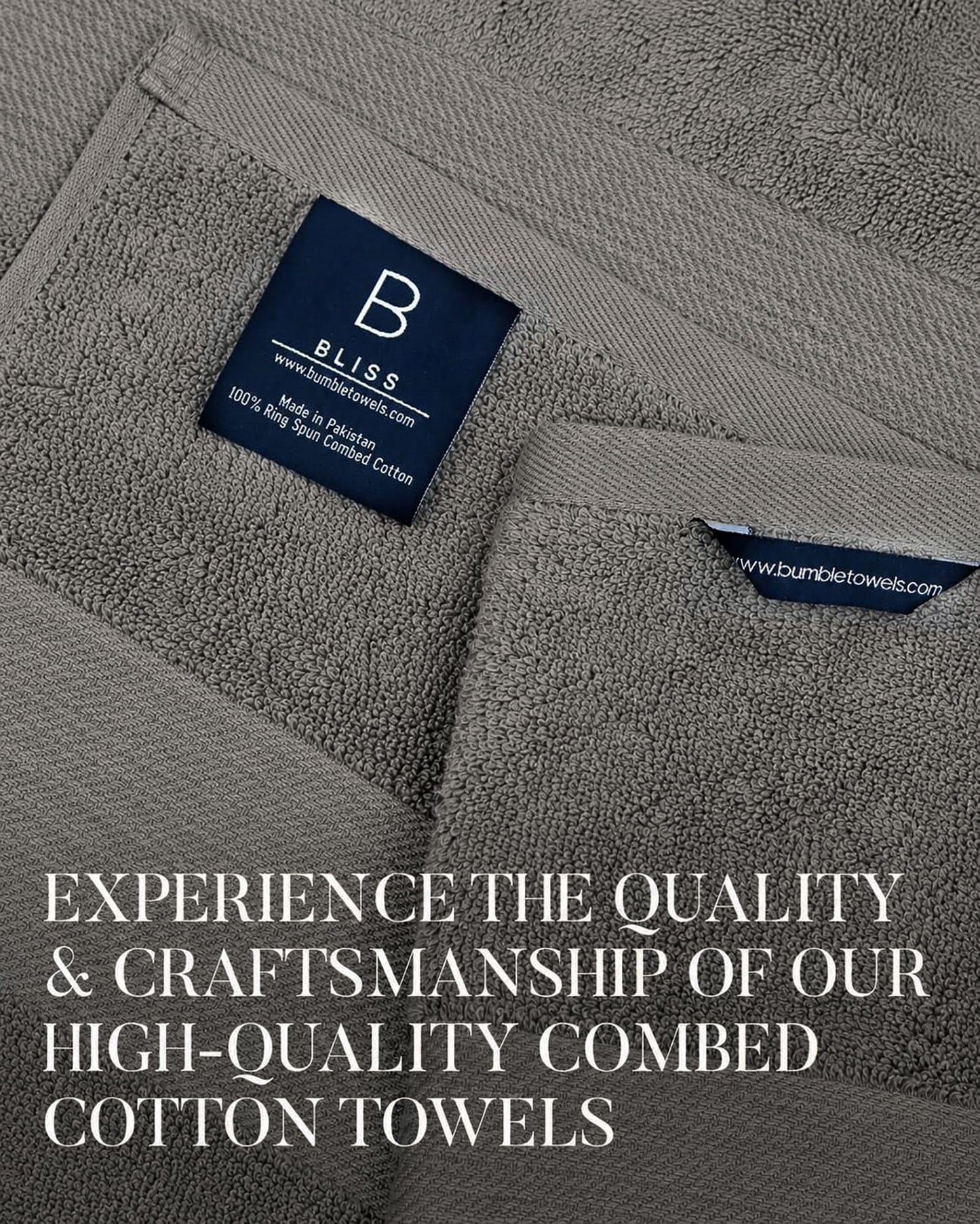 Bliss Luxury Combed Cotton Bath Towels - 34" x 56"/86 x 142 cm Extra Large Premium Quality Bath Sheet - 650 GSM - Soft, Absorbent (4 Pack, Grey)