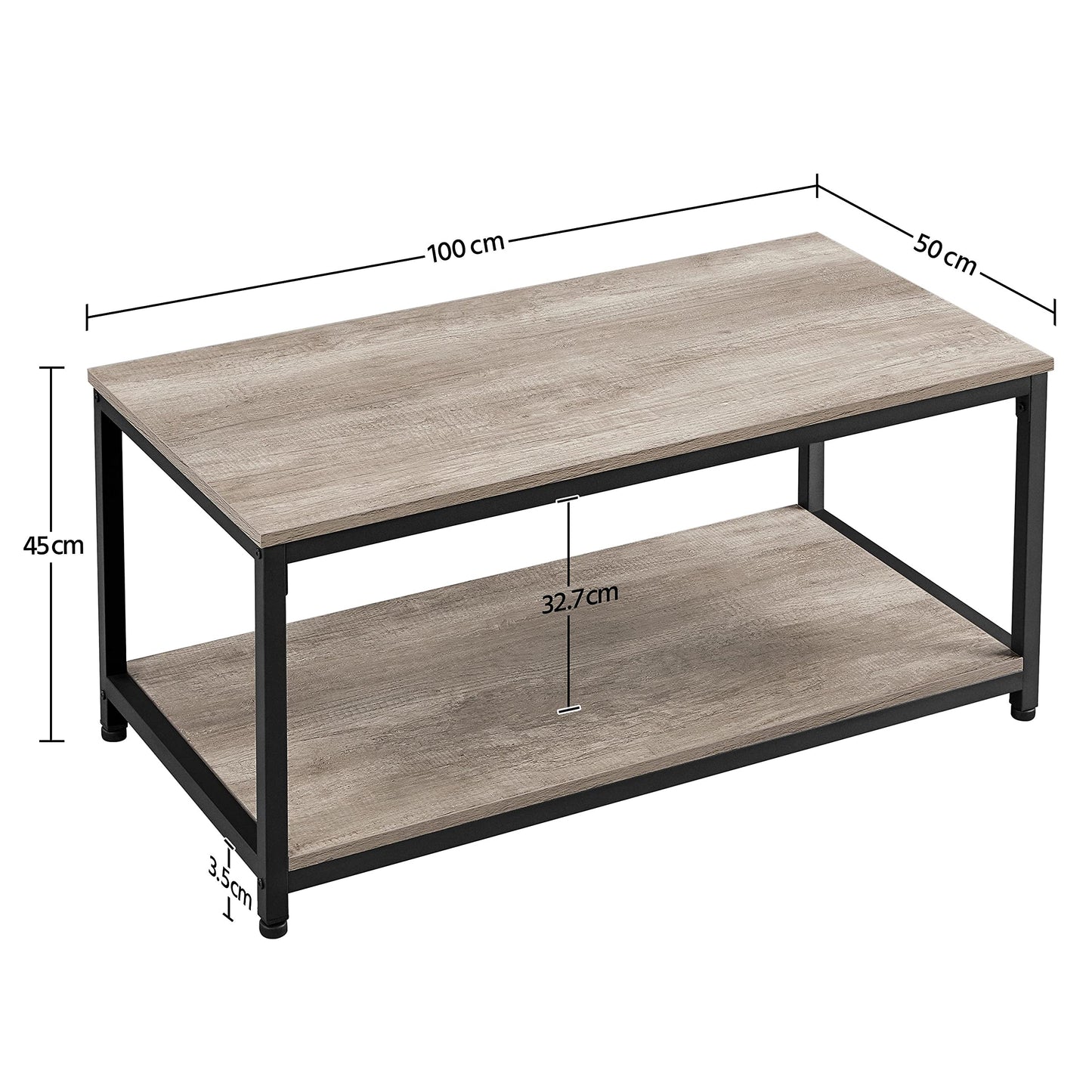 Yaheetech Coffee Table Industrial 100x50x45cm, Grey