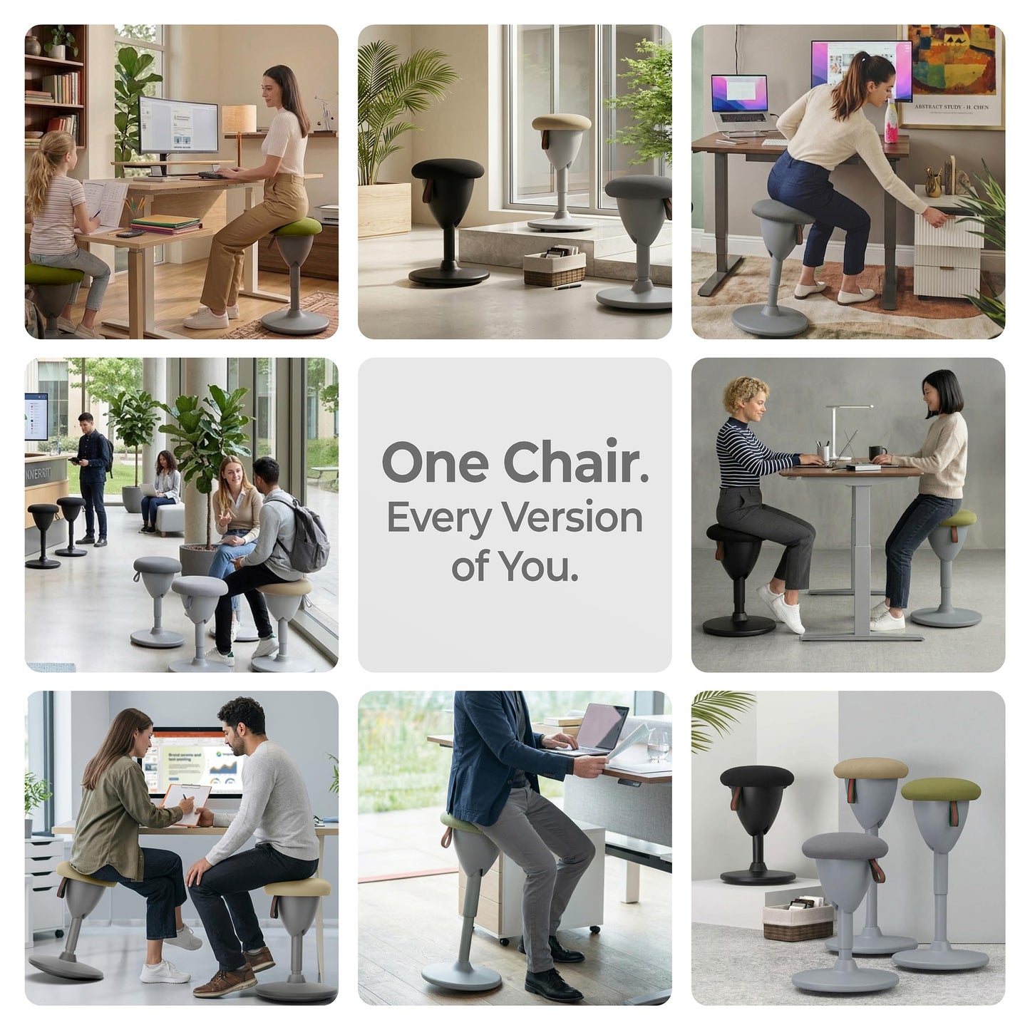Tervo Model W - Wobble Stool - Ergonomic Standing Desk Chair - Sit Active