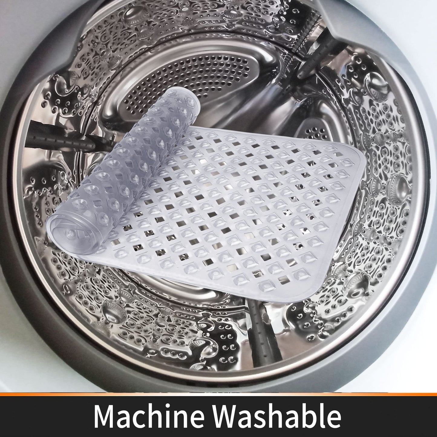 Yimobra Non Slip Bathtub Mat, Bath Mats for Tub, Shower Mat with Drain Holes Suction Cups, Machine Washable, BPA, Latex, Phthalate Free