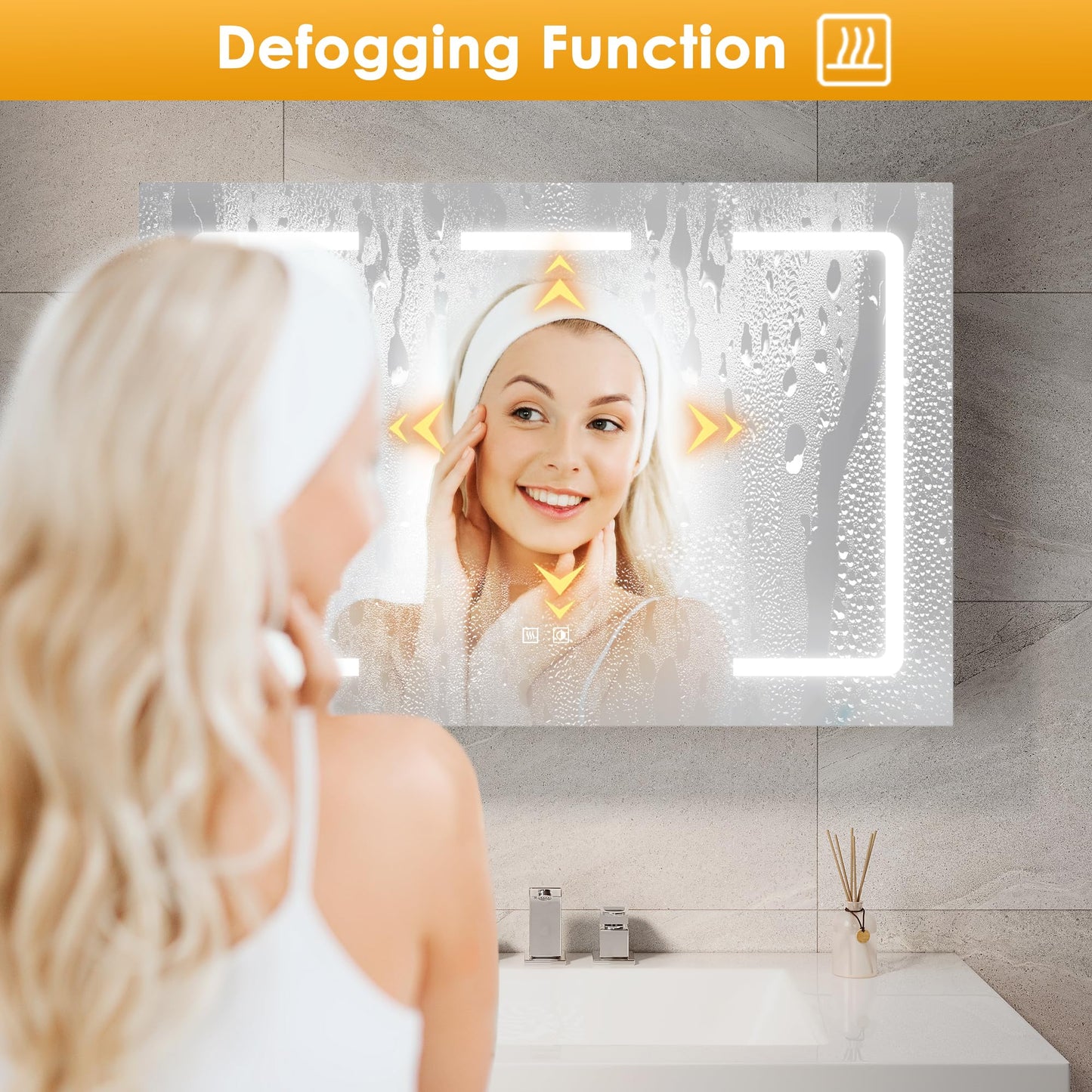 ELEGANT LED Bathroom Mirror Cabinet with Shaver Socket, Beige, 900x600mm