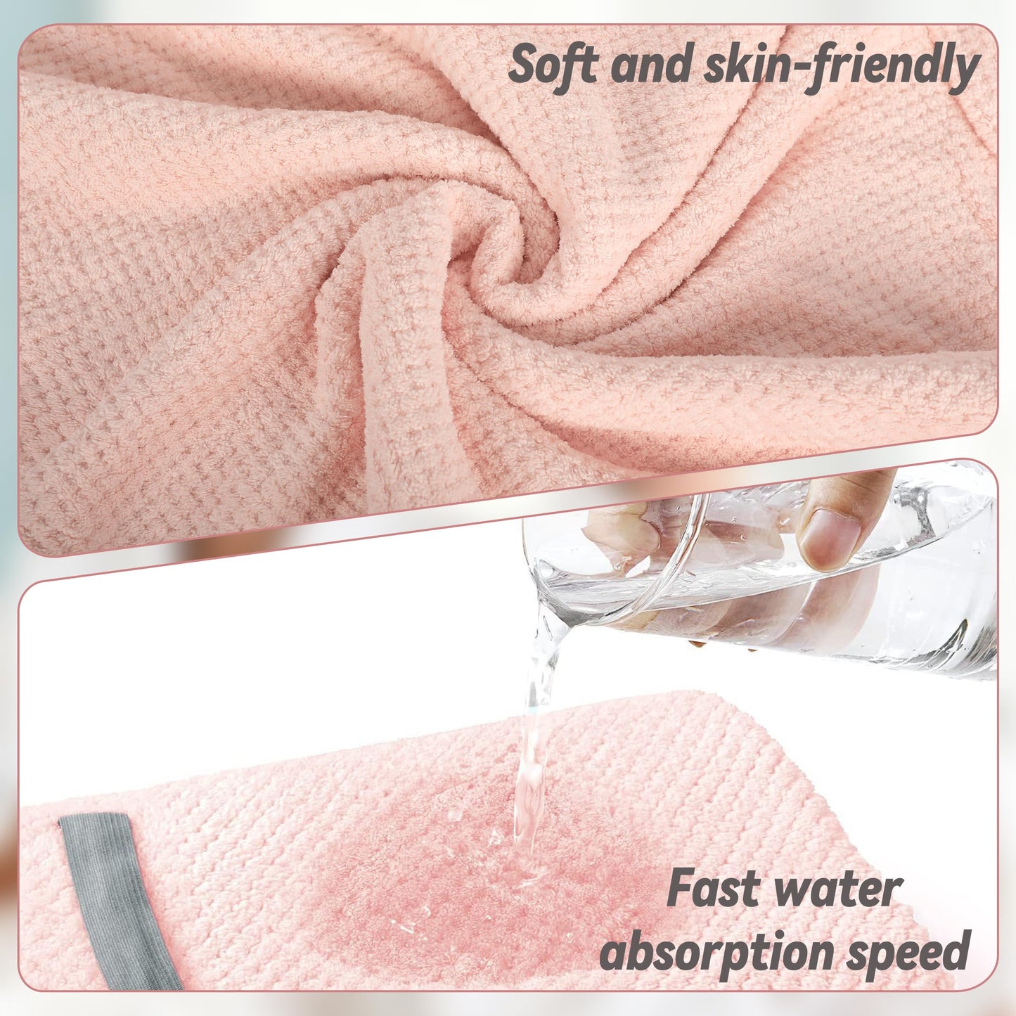 2Pack Microfibre Hair Towel,40 x 24 inches Hair Towel Wrap Super Absorbent