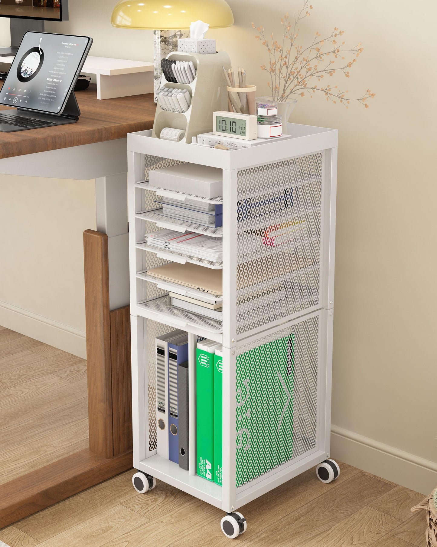 Noskox Rolling File Cart,Mobile Bookshelf with Wheels