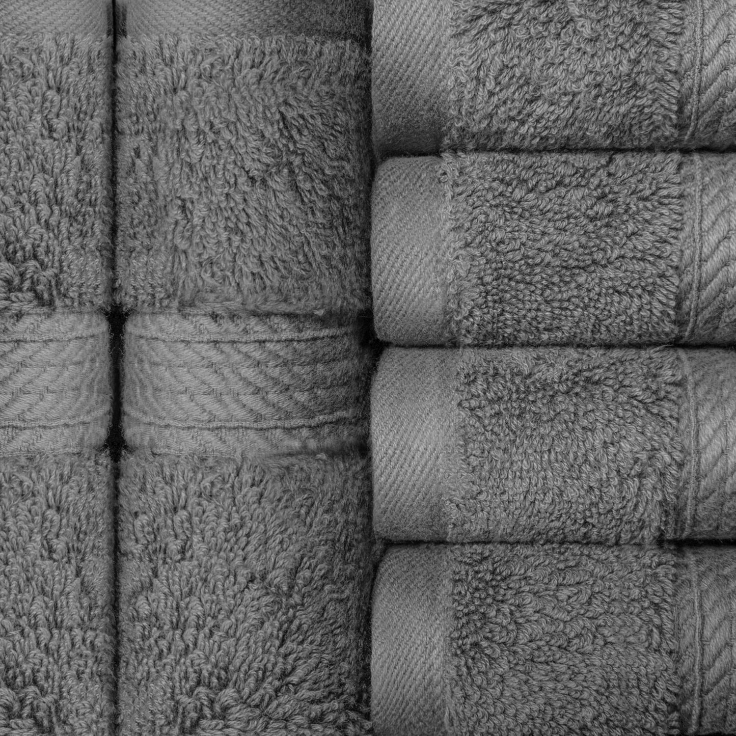 Superior 900 Gram 100% Premium Long-Staple Combed Cotton 6-Piece Face Towel Set, Charcoal