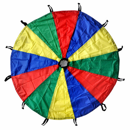 GSi Kids Play Parachute Rainbow Parachute Toy Tent Game for Children Gymnastic Cooperative Play and Outdoor Playground Activities (16 Feet)