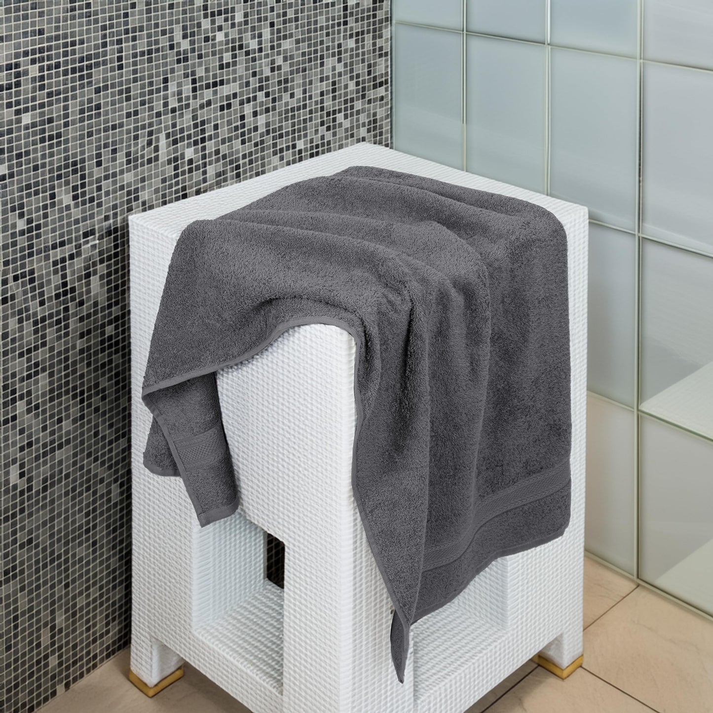 TEXCRAFT Bath Towel Set, Cotton Terry Towels for Bathroom, Quick Dry, Lightweight, Highly Absorbent, Soft Feel, 24 x 48 Pack of 6 for Shower, Pool