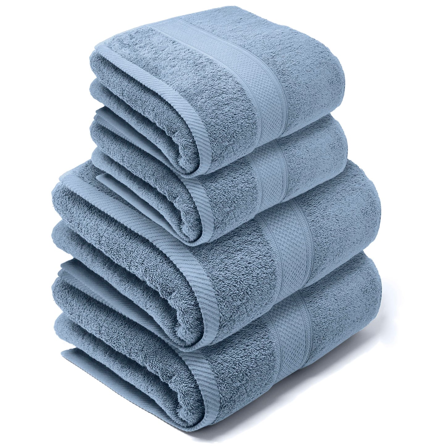 LEBENGOOD Bath and Hand Towel Set Cotton 550gsm | 2 Hand Towels (50x90) and 2 Bath Towels (70x130) | Large, Soft, Absorbent (2 50x90 2 70x130 Sky