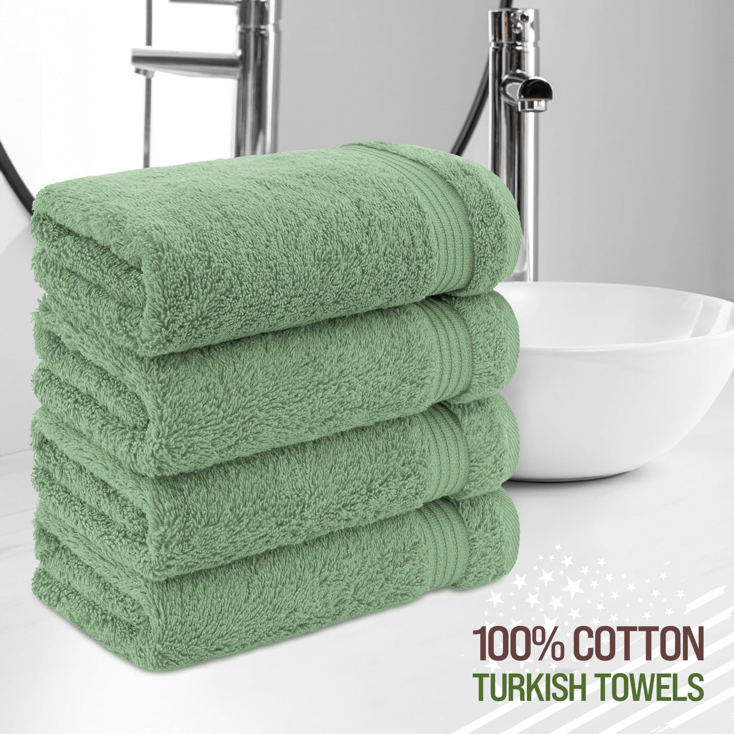 American Veteran Towel, Hand Towels for Bathroom Set of 4, 100% Cotton Turkish Hand Towel Sets Clearance Prime, Soft Hand Face Towels