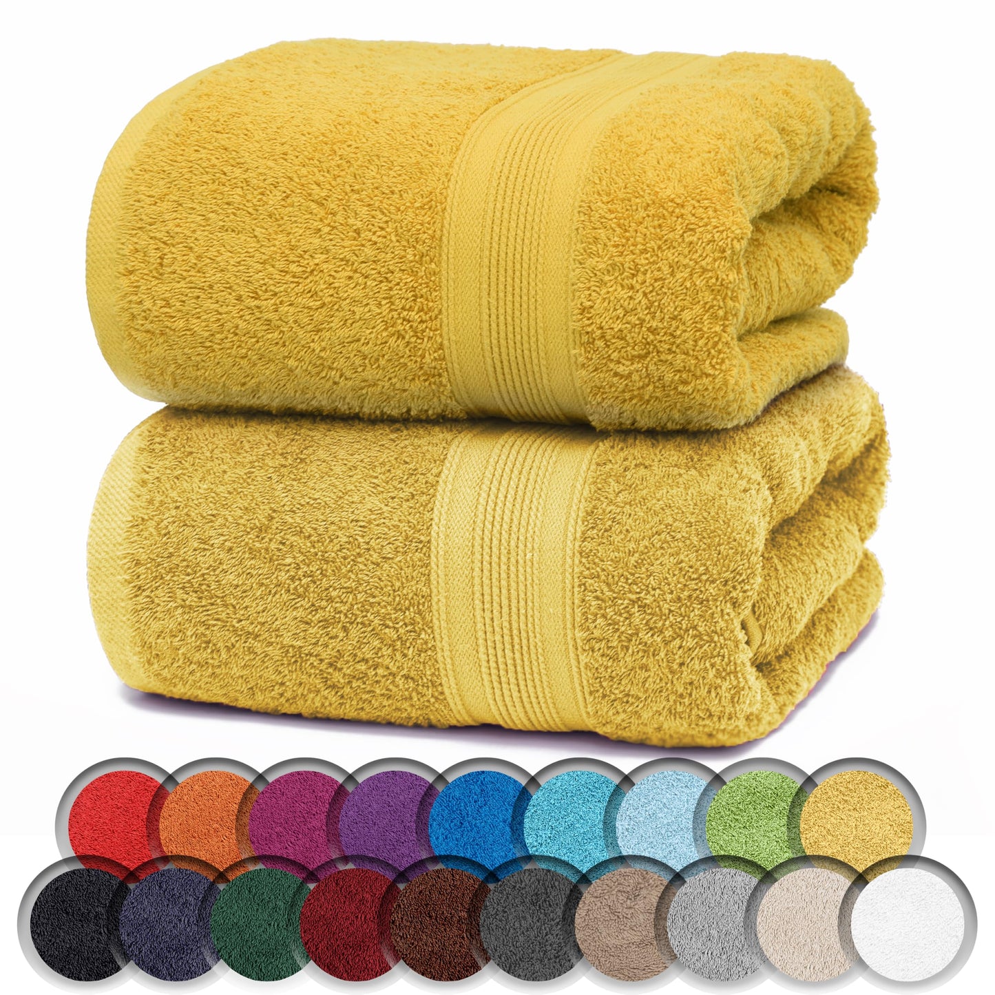 NatureMark Pack of 2 Sauna Towels/Bath Towels - Premium Quality 80 x 200 cm - Sauna Towel 100% Cotton - Colour: Yellow
