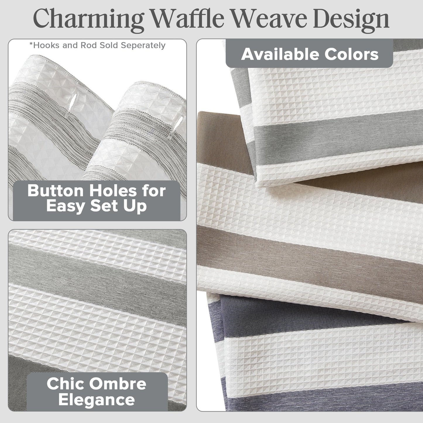 Madison Park Shower Curtain Spa Waffle Weave Shower Curtain for Bathroom 3M Scotchgard Moisture Management