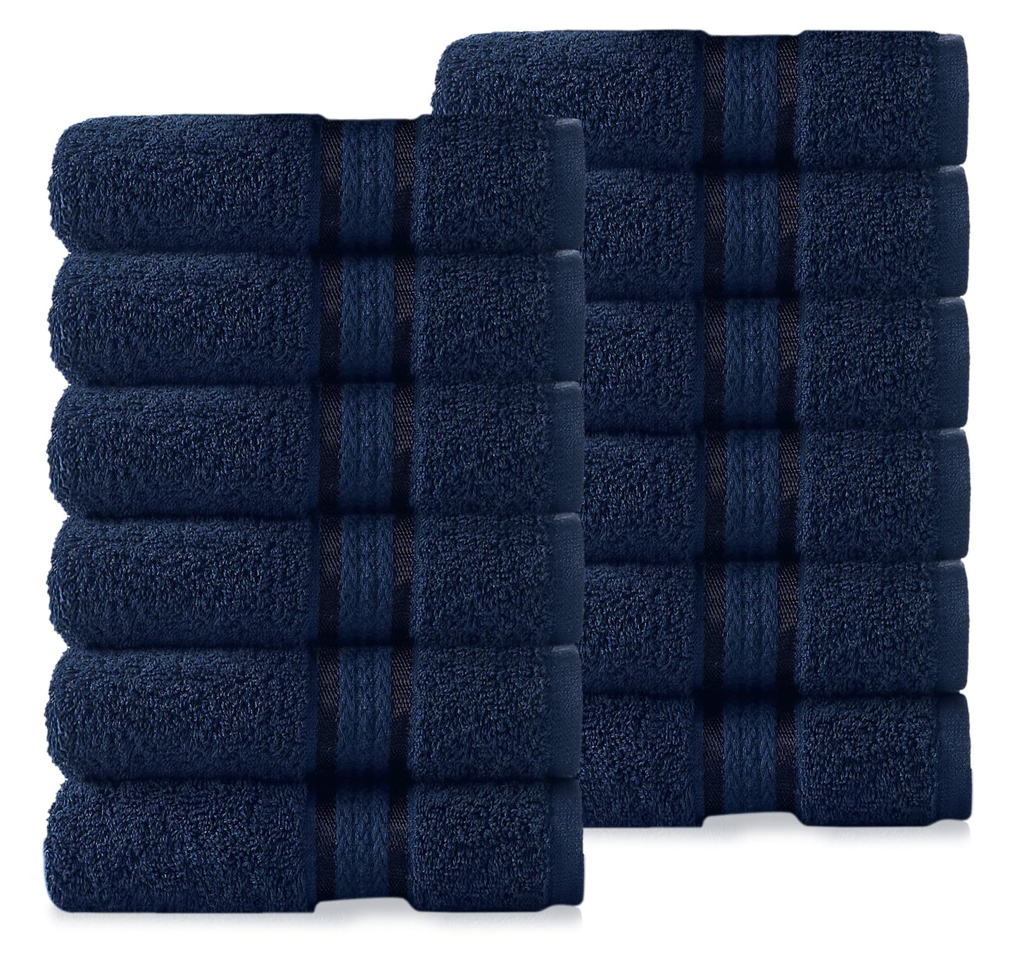 COTTON CRAFT - Ultra Soft 12 Pack Wash Cloth -30x30 - Night Sky- Pure Ringspun Cotton - Luxurious Rayon trim - Ideal for everyday use