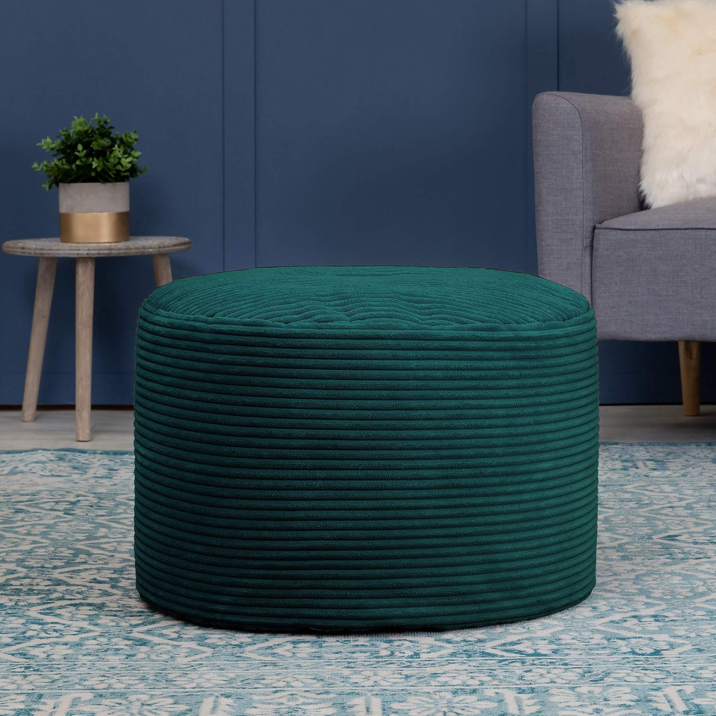 icon Milano Large Cord Bean Bag Footstool with Filling Included, Teal