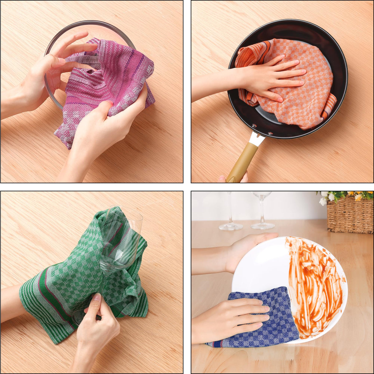 Uxcell Cotton Kitchen Quick Drying Waffle Weave Dish Cloths