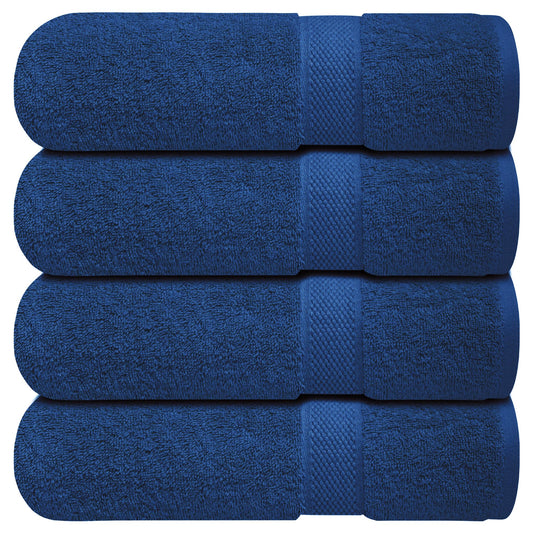 Infinitee Xclusives Bath Towels Set of 4 (70x140 cm) - 100% Cotton, Super Absorbent, Quick-Dry Towels for Bathroom, Spa, Gym & Hotel |Tranquil Navy|